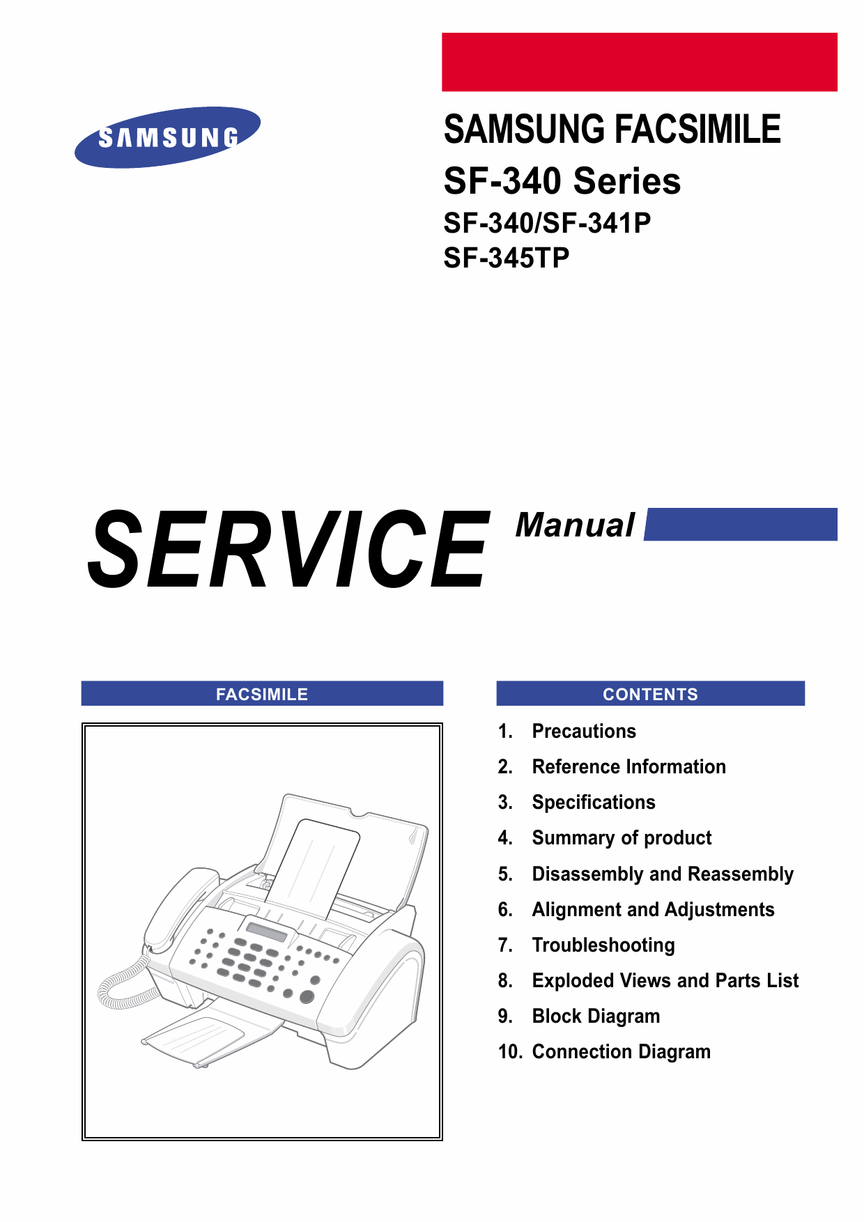 Samsung FACXIMILE SF-340 341P 345TP Parts Manual-1